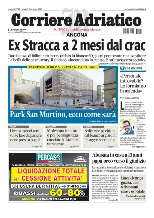 Prima-pagina-corriere adriatico-edizione-di-oggi-28-01-2025